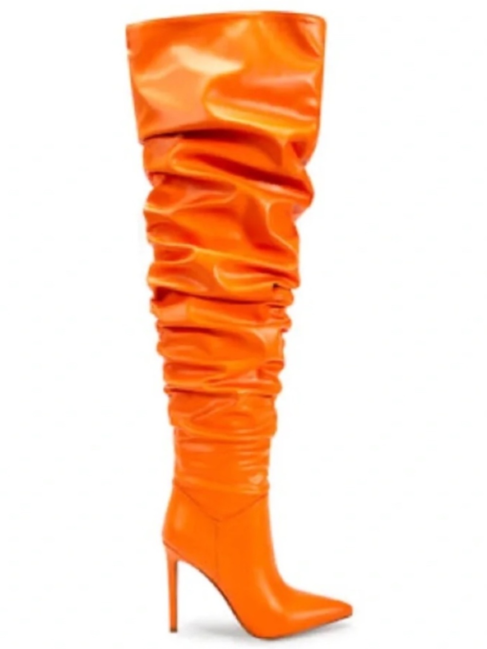 Orange High Heel Slouch Boots